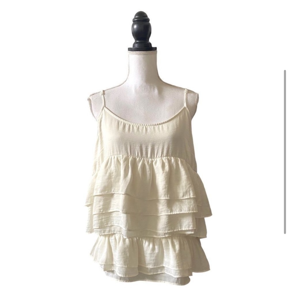 Who What Wear Sioni Tiered Ruffle Tank Top White Women’s Extra Extra Large (XXL)